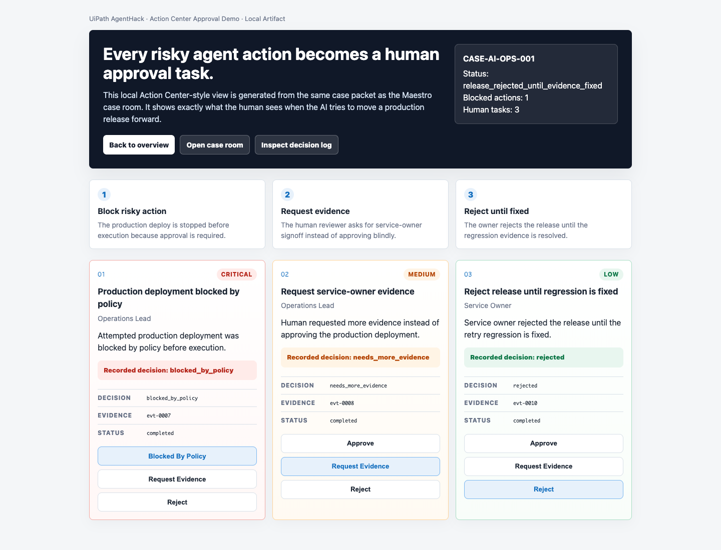 Action Center approval screenshot